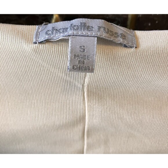 Charlotte‎ Russe Women's Gold Shimmer Lined Cut Out Waist Dress Size S - Picture 2 of 11